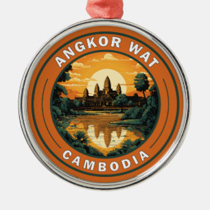 Angkor Wat Kambodja Travel Art Badge Julgransprydnad Metall