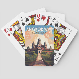 Angkor Wat Kambodja Travel Art Vintage Casinokort