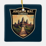 Angkor Wat Kambodja Travel Art Vintage Julgransprydnad Keramik<br><div class="desc">Vinkor Wat-vektorteckningar. Angkor Wat är ett tempelkomplex i Kambodja som betraktas som världens största religiösa av Guinness World Records. Den ligger i den gamla huvudstaden Angkor i norra Kambodja.</div>