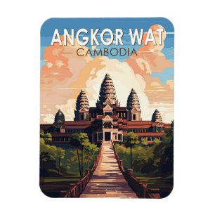 Angkor Wat Kambodja Travel Art Vintage Magnet