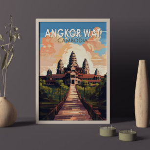 Angkor Wat Kambodja Travel Art Vintage Poster