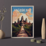 Angkor Wat Kambodja Travel Art Vintage Poster<br><div class="desc">Vinkor Wat-vektorteckningar. Angkor Wat är ett tempelkomplex i Kambodja som betraktas som världens största religiösa av Guinness World Records. Den ligger i den gamla huvudstaden Angkor i norra Kambodja.</div>