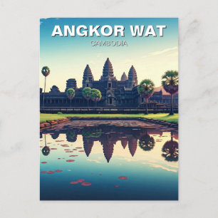 Angkor Wat Kambodja vid Dawn Vykort