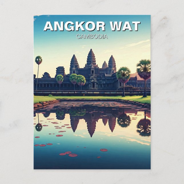 Angkor Wat Kambodja vid Dawn Vykort (Framsida)