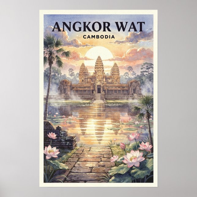 Angkor Wat Kambodja Vintage Resa Poster (Framsidan)