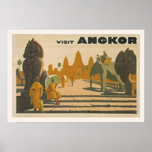 Angkor Wat Kambodja Vintage resor Skriv ut Poster