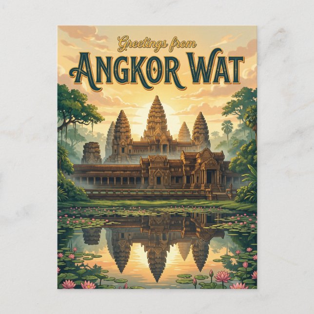Angkor Wat Kambodja Vykort (Framsida)