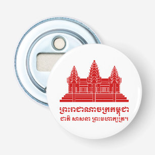 Angkor Wat Kambodjan/Khmer Flagga med Motto Flasköppnare