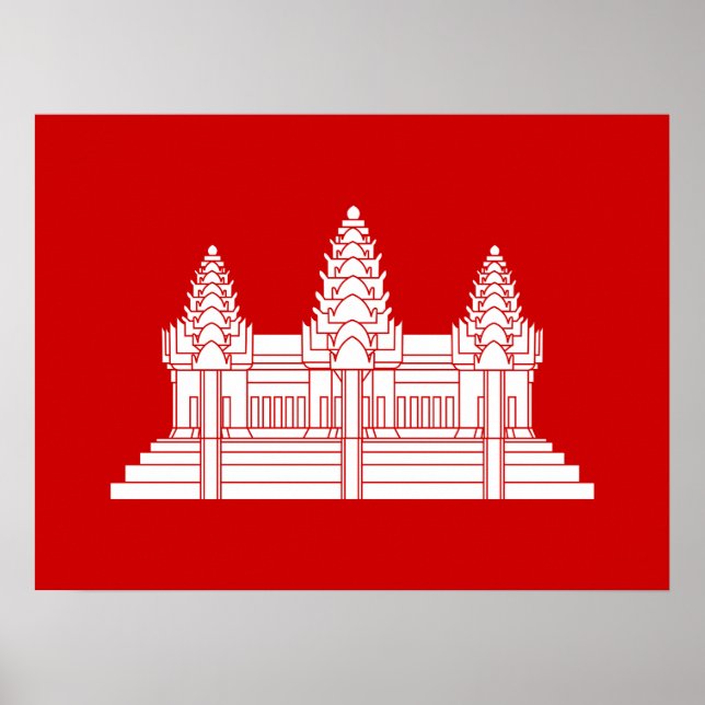 Angkor Wat Kambodjansk / Khmer Flagga Poster (Framsidan)