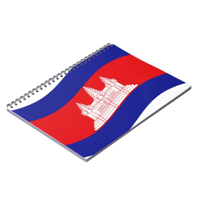 Angkor Wat Kambodjanska Flagga Wave Anteckningsbok (Vänstra Sidan)