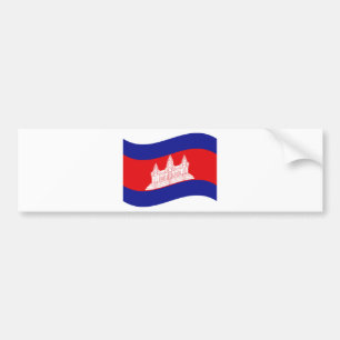 Angkor Wat Kambodjanska Flagga Wave Bildekal