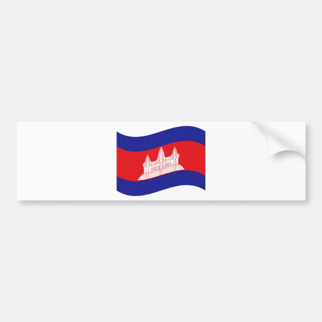 Angkor Wat Kambodjanska Flagga Wave Bildekal (Framsidan)