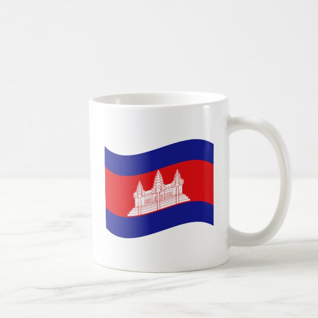 Angkor Wat Kambodjanska Flagga Wave Kaffemugg (Höger)