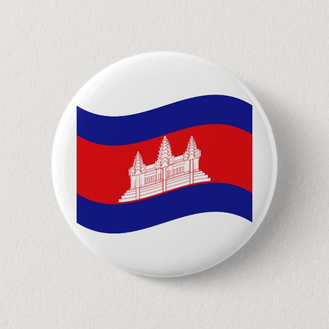 Angkor Wat Kambodjanska Flagga Wave Knapp (Framsida)