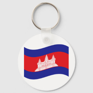 Angkor Wat Kambodjanska Flagga Wave Nyckelring