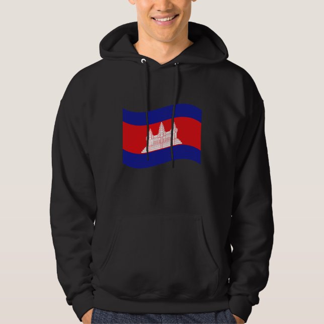 Angkor Wat Kambodjanska Flagga Wave Sweatshirt (Framsida)