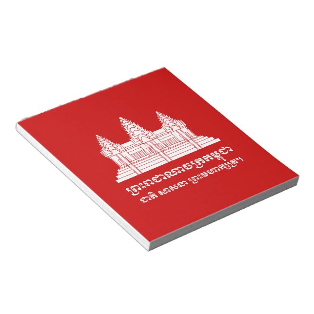 Angkor Wat Kambodjanska/Khmer Flagga med Motto Anteckningsblock (Vinklad)