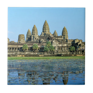 Angkor Wat och reflexion i sjö - Kambodja Kakelplatta