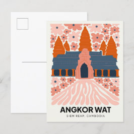 Angkor Wat Siem Rope Kambodja resekonst blommigt a Vykort