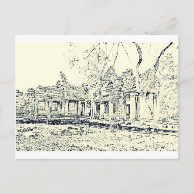 Angkor Wat Sketch Vykort (Framsida)