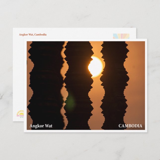 Angkor Wat Sunrise – Art Travel Postcard Helg Vykort (Fram/baksida)