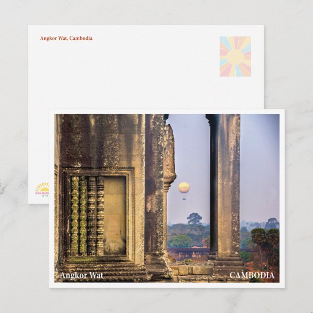 Angkor Wat Sunrise Ballong – vykort (Fram/baksida)
