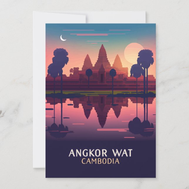 Angkor Wat Sunrise Kambodja Siem RAP Retro Card (Framsida)