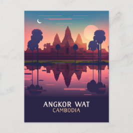 Angkor Wat Sunrise Kambodja Siem Rap Retro Vykort
