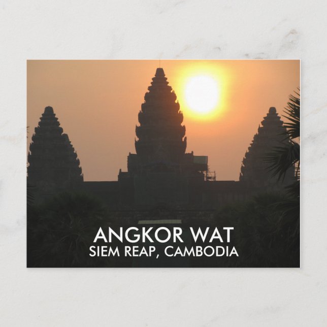 Angkor Wat Temple Sunrise Siem Rap Kambodja Asia Vykort (Framsida)