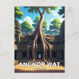 Angkor Wat Temple Träd Kambodja Vykort