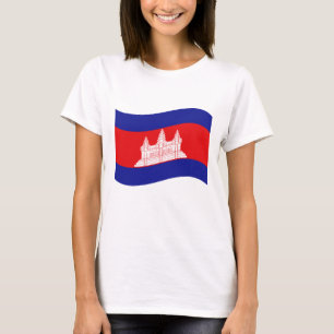 Angkor Wat vinkar den kambodjanska flagga T-shirt