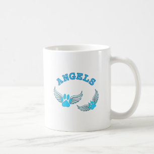 Ängla husdjursklör i blått kaffemugg