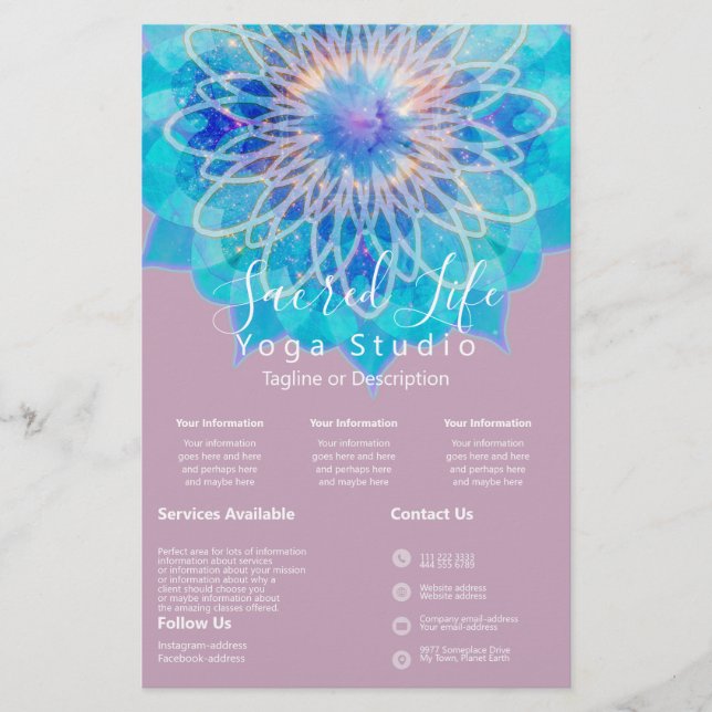 Ängla Ljus Mandala Rosa Intro | Tjänster Flygblad (Framsidan)
