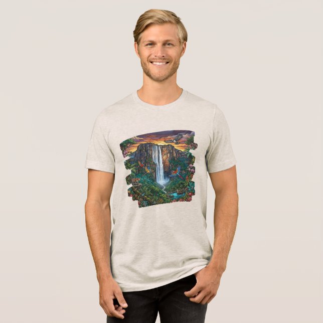 Änglafallet Världens Högsta Vattenfall Underverk T Shirt (Framsida Full)