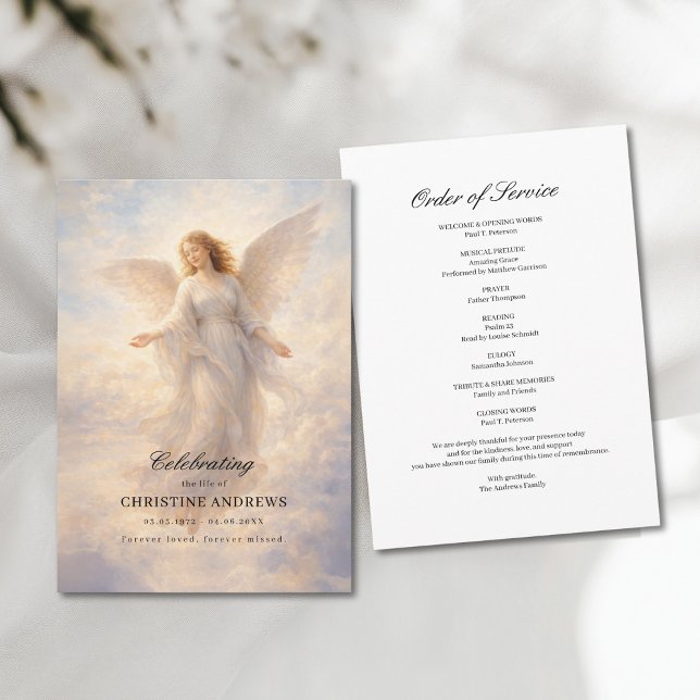 Änglafirande av Livsbegravningsprogram Program (Angel Celebration of Life Funeral Program)