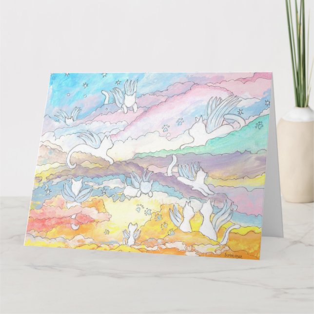 Änglakatter i himlen, förlust av husdjur kort (Framsida)