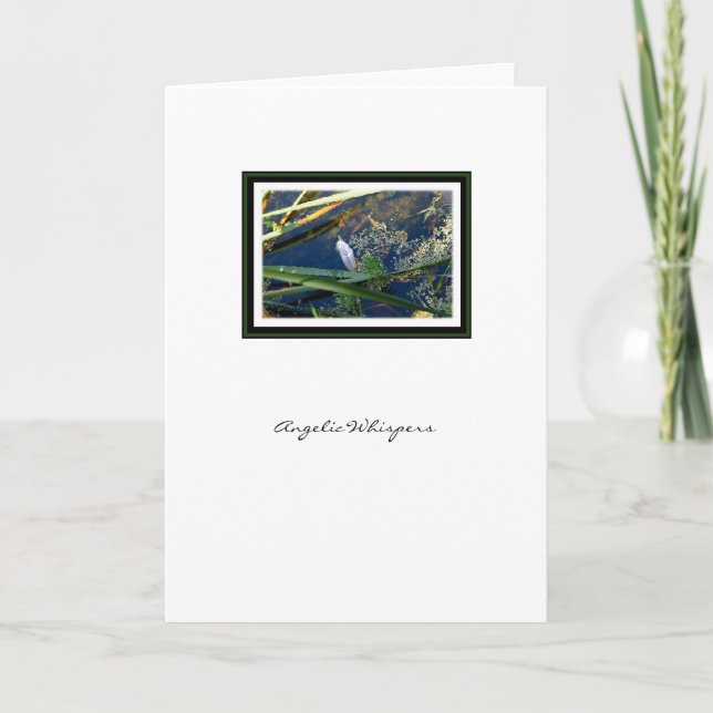 Änglalik viskningängelfjäder - hälsningkort kort (Framsida)