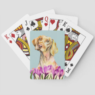 Änglalik   Vizsla hund- och krokusvattenfärg Casinokort