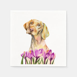 Änglalik   Vizsla hund- och krokusvattenfärg Pappersservett