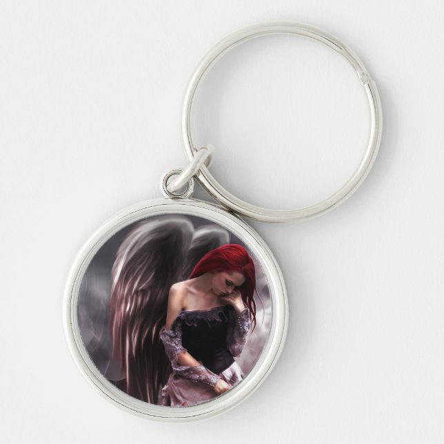 Änglalika minnen Keychain Rund Silverfärgad Nyckelring (Framsidan)
