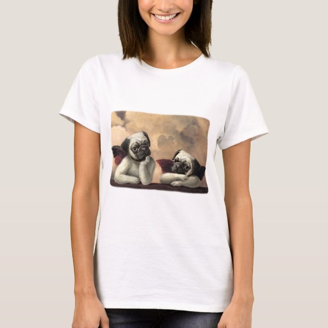 Änglalika objekt för mopsCherubgåva Tee Shirt (Framsida)