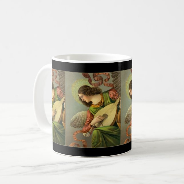 Änglamålning med mandolin kaffemugg (Framsida vänster)