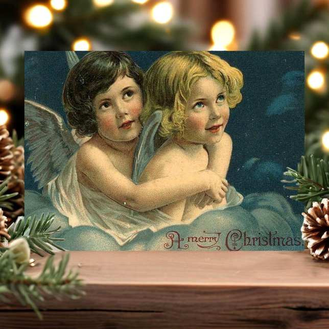 Änglar A God jul Vintage Helg Vykort (Skapare uppladdad)