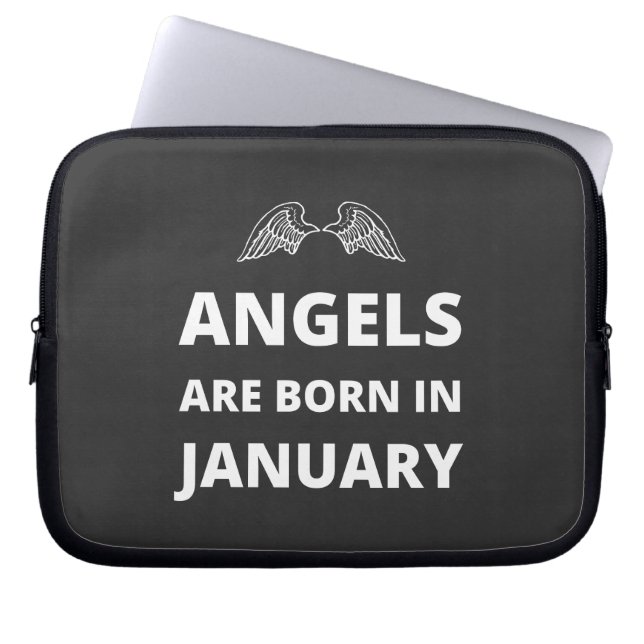 Änglar är född i januari laptop fodral (Framsidan)