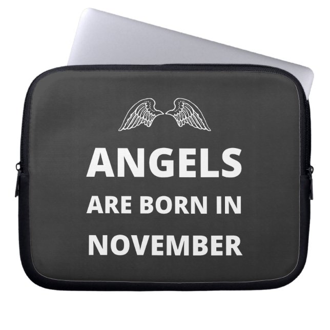 Änglar är född i november laptop fodral (Framsidan)