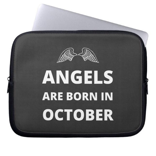 Änglar är född i oktober laptop fodral (Framsidan)