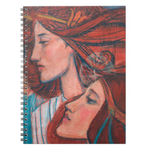 Änglar Art nouveau Ginger Auburn Red Hair Women Anteckningsbok Med Spiral
