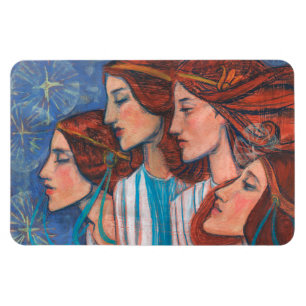 Änglar Art nouveau Ginger Auburn Red Hair Women Magnet