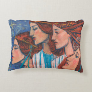 Änglar Art nouveau Ginger Auburn Red Hair Women Prydnadskudde