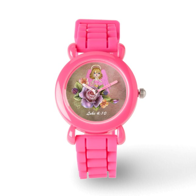 Änglar avgift över Rosa Glitter Watch Armbandsur (Framsida)